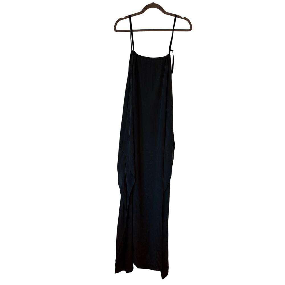 Anthropologie Harare maxi dress black silk strappy one size *missing belt*